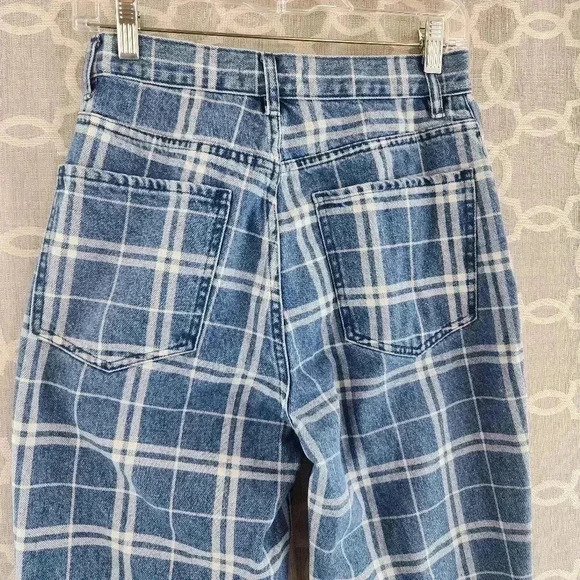 Pacsun Button Fly High Rise Dad Jeans Plaid Jeans Women's 26 - Picture 4 of 10